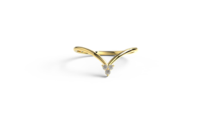 Luxury 18K Gold Round Diamond <b>Ring</b> Curved Wishbone Band Three Stone Trilogy Band <b>Stacking</b> <b>Ring</b> Jewelry Gift Fine Jewelry Women - Product Image 1