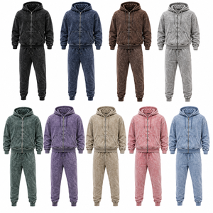 Conjunto de Sudadera con Capucha y Pantalones Jogger de Invierno Personalizado, con Lavado Ácido, Ecológico, Transpirable, Estilo Vintage, de Etiqueta Privada OEM, de Alto Gramaje - Product Image 2