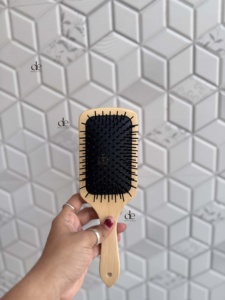 New Arrival Handmade Hand Tooled Leather Wooden Hair <b>Brush</b> With Woven Pattern Minimalist Modern Design Daily Use Rectangle Shape - Product Image 5