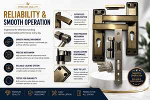 KELLTON Modern Antique Brass Zinc Alloy Mortise Door Handle <b>Lock</b> Set Heavy Duty Two-Tone Wooden Door <b>Locks</b> Rust Resistant - Product Image 3