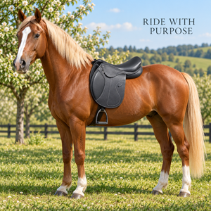 Silla de montar de cuero oscuro de alto rendimiento con asiento esculpido |   Sillín Ecuestre Inglés con Solapa Texturizada y Costuras Finas - Product Image 4