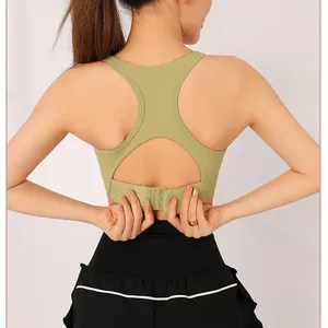 Custom Unique Design Seamless Gym Clothing Sportswear Active Wear Sports <b>Bra</b> Workout Fitness Impact <b>Halter</b> <b>Neck</b> <b>Backless</b> <b>Bra</b> - Product Image 3