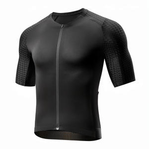 Maillot de cyclisme WARPRO INDUSTRY en latex noir à manches longues, séchage rapide, avec fermeture éclair intégrale et empiècements en mesh, 220g, logo personnalisé, unisexe - Product Image 1