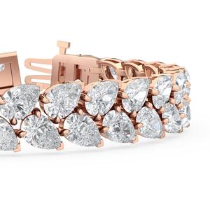 Magnifique bracelet tennis double rangée en or rose avec diamants de laboratoire taille poire de 22,87 carats au total - Product Image 2