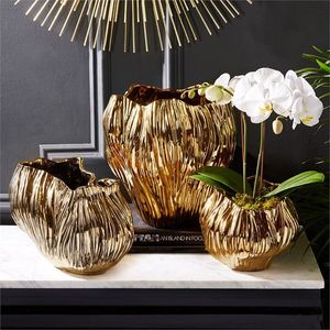 <b>Set</b> Of <b>3</b> Customized Handmade Aluminium Flower <b>Vase</b> For Home & Garden Decor Golden Flower Pots For Event And Wedding Centerpieces - Product Image 1