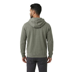 Sweat-shirts à capuche zippés en molleton de coton lavé olive pour hommes, coupe ajustée, style streetwear, logo personnalisé, vente en gros OEM - Product Image 3