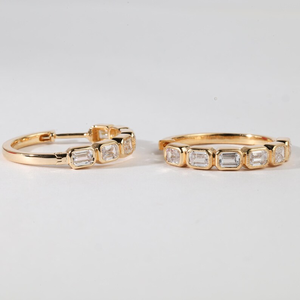 Pendientes de aro de diamantes cultivados en laboratorio de lujo, oro amarillo macizo de 14 quilates, joyería fina para boda, regalo de oro macizo para ella - Product Image 3