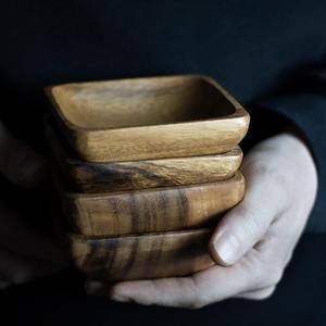 Juego de 4 Mini Tazones de Madera de Acacia Natural, Cuadrados, para Servir Ensaladas, Frutas, Dulces, Papas Fritas, Adornos de Mesa - Product Image 6