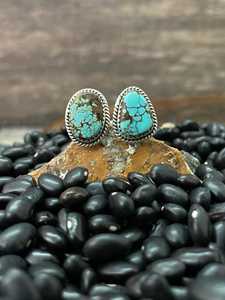 Handmade Number 8 Turquoise <b>Adjustable</b> <b>Ring</b> Sterling Silver Southwestern Boho Statement Jewelry Artisan Gemstone Gift for Her - Product Image 1