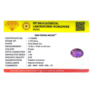 Loose Amethyst Gemstone 6.35 Carat Oval Cut 4x6mm for Fine Jewelry - Product Image 4