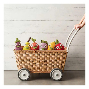 Poussette de poupée artisanale en osier avec roues, jouet de simulation pour enfant, chariot de bébé en rotin naturel, panier de nurserie, cadeau OEM ODM - Product Image 4