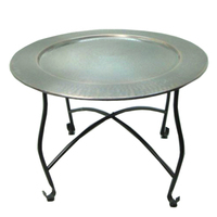 Table basse marocaine en laiton Antique, Base en bois classique, Table marocaine à quatre pieds