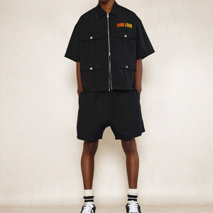 Ensemble short et sweat à capuche 2026 en coton 100 %, coupe ample à épaules tombantes, personnalisable avec logo, pour homme - Product Image 3