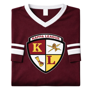 T-shirt en jersey à col en V avec écusson Kappa Alpha Psi Kappa League, couleur marron et blanc, vêtement de fraternité grecque au design classique et confortable - Product Image 6
