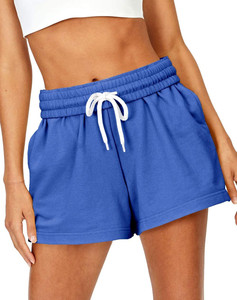 High Waist Knitted <b>Women's</b> <b>Shorts</b> Solid <b>White</b> Drawstring Elastic Closure Breathable Casual Fit Regular Style - Product Image 2