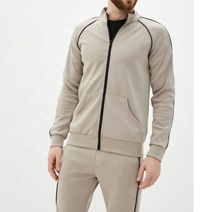 Men's Winter Solid Color Windproof Polyester/Cotton Suit Neck Long-Sleeved T-Shirt Pants Two-Piece Zipper Jacket <b>Trouser</b> - Product Image 4