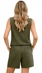 ONETEN APPARELS Conjunto de Pantalones Cortos y Camiseta Polo con Capucha para Mujer, Atuendo Casual de Invierno de Dos Piezas, Cintura con Cordón, 100% Forro Polar de Poliéster - Product Image 5