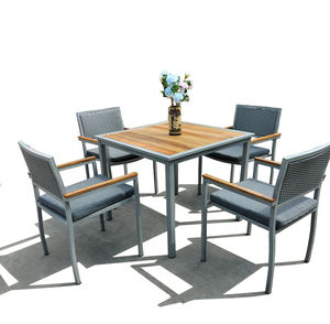 Ensemble de salle à manger en polyrotin résistant aux intempéries PRCF-054, meubles de patio extérieur - Product Image 1