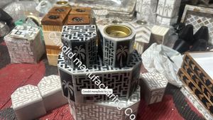 Brûleur de Bakhoor en bois de santal avec incrustation de nacre, Mubkhar, porte-encens hexagonal, diffuseur aromatique indien pour décoration religieuse - Product Image 3