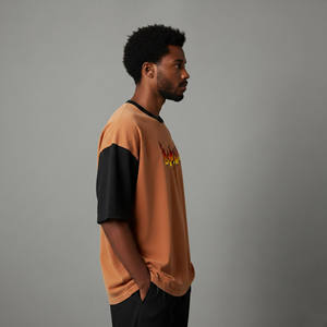 OEM Custom <b>Logo</b> Oversized 100% Cotton Knitted Eco-Friendly Breathable T-shirt Men's Loose Fit Custom Printed Hip Hop men's Tees - Product Image 5