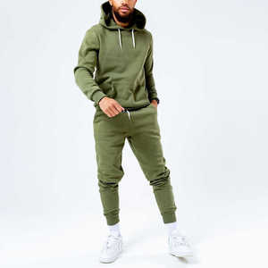 Ensemble de survêtement décontracté deux pièces pour homme, personnalisé avec logo, en molleton, idéal pour la gym, le fitness et l'entraînement - Product Image 2