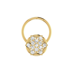 AJRETAIL จิวเวลรี่ติดจมูกทองคำ 14K ประดับเพชรธรรมชาติ 0.06 กะรัต ทรงบริลเลียนท์คัต สไตล์ชาติพันธุ์ สำหรับงานแต่งงาน/งานหมั้น - Product Image 1