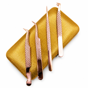 Ensemble de pinces à sourcils professionnelles en acier inoxydable rose doré, pointe inclinée, durables, réutilisables, écologiques, poignée confortable, design moderne - Product Image 4