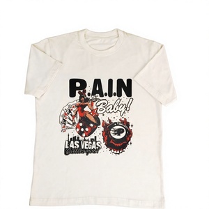 Camiseta Blanca de Manga Corta P.A.I.N Baby Las Vegas para Hombre, Cuello Redondo, Tejido de Algodón, 180 Gramos - Product Image 1