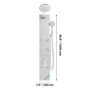 Colonna Doccia in Acciaio Inox Spazzolato 49 Pollici con Soffione a Pioggia, Sistema Doccia a Torre a 3 Funzioni ad Alta Pressione, Set Hardware Doccia - Product Image 6