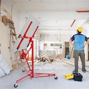 16FT Electric <b>Hoist</b> Jack Drywall Lifter Panel with Rolling Caster Construction Lockable 150lbs - Product Image 3