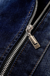 Manteau en jean pour femme 2026 Automne Hiver, veste courte décontractée, col rabattu, fermeture éclair, coupe-vent, écologique, élégante, streetwear - Product Image 5