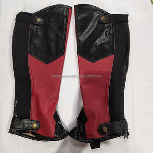 Polainas de equitación de cuero sintético de alta calidad, cómodas, estilo inglés, con diseño elástico, botones metálicos y tallas personalizables. - Product Image 1