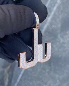 Colgante de Letra Iced Out de Moissanita y Diamante, con Corte Baguette, de Plata 925, Personalizado para Cadena de Eslabones Cubanos - Product Image 5