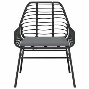 <b>Black</b> Poly Rattan Garden Dining Set 2 Seater Outdoor Furniture Contemporary Design Metal <b>Frame</b> - Product Image 6