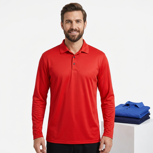 Camiseta de Manga Larga para Hombre, Color Sólido, Tejida, Transpirable, con Estampado Digital, de Secado Rápido, Informal, Azul, Rojo, Marino, Poliéster - Product Image 3