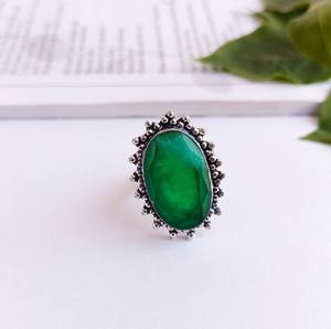 Anillo de Piedras Preciosas de Esmeralda Natural con Diseño Vintage, Chapado en Plata de Ley, Hecho a Mano, Sin Níquel, Estilo Art Deco, Certificado por IGI - Product Image 1