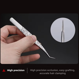 Kit de pinzas para pestañas, 6 pinzas de precisión para pestañas postizas para principiantes, pinzas curvadas individuales, herramienta de maquillaje para uñas - Product Image 4