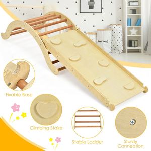 Structure d'escalade et de jeu en bois 3-en-1 pour intérieur avec rampe d'escalade et rembourrage - Product Image 5