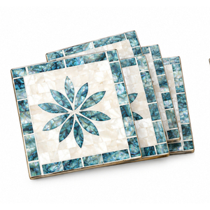 Juego de Posavasos Cuadrados de Lujo con Incrustaciones de Madreperla, Hechos a Mano, con Diseño de Tablero de Ajedrez, para Mesas de Café en Hoteles de Lujo - Product Image 5