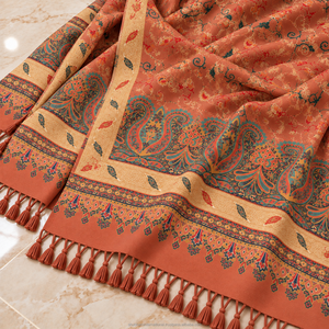 Winter Wool Muslim <b>Women's</b> Shawl <b>Neck</b> Warmer <b>Scarf</b> with Tassel Leaf & Dot Patterns in Multi Color for Daily Life - Product Image 1