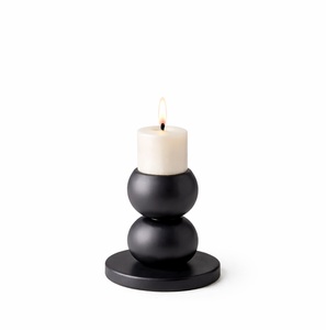 Hot selling modern double ball <b>candle</b> holder <b>black</b> metal round base compact luxury tabletop decor premium decorative <b>candle</b> best - Product Image 1