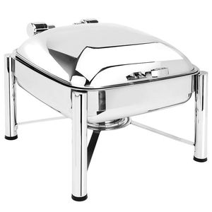 Recipiente para buffet de acero inoxidable de alta calidad con tapa de vidrio para presentación de alimentos en bodas, fiestas y catering. - Product Image 6