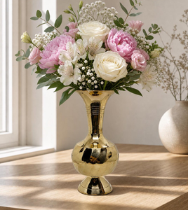 Golden Flower <b>Vase</b> Handcrafted Decorative Flower Pot for Home Decor Traditional Golden Metal <b>Vase</b> for Living Room Office - Product Image 6