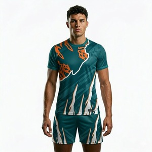 Sportswear Manufacturer Custom Soccer Uniform Set Football Jersey <b>Shorts</b> 100% <b>Polyester</b> Heat-Transfer Printed - Product Image 2