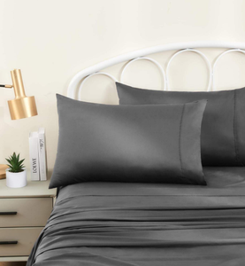 Dark Gray Satin <b>Bedding</b> <b>Set</b> with Matching Pillowcases for Modern Bedroom Decor - Product Image 5