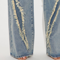 Jean droit taille haute personnalisé pour femme, coupe décontractée, ourlet effiloché, longueur intégrale, hiver, écologique et respirant