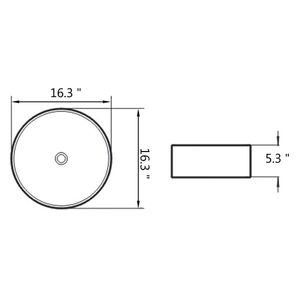 Lavabo Redondo de Cerámica Blanca de 16.3"x5.3" para Baño - Product Image 5