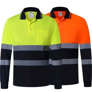 Chemise de travail à manches longues haute visibilité pour homme Jaune Bleu marine Bandes réfléchissantes Certifiée CE Polyester Uniforme - Product Image 3