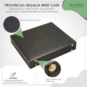 Maletín Rígido para Mandil Provincial Masónico, Imitación Cuero Negro, Cierre Dorado, 5 Compartimentos, Capítulo Arco Real - Product Image 2