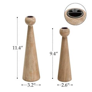 Modern Handcrafted Durable Round Wooden Hurricane <b>Candle</b> Holder <b>Set</b> Natural Wood Candlestick Home Wedding Table Decor - Product Image 2
